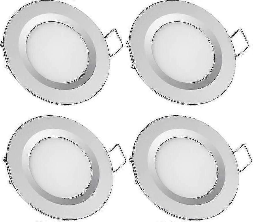 4 X LED埋め込み型スポットライト12v穴58-65mm 3w 3200kキャンピングカーボートキャラバンバンヨット用埋め込み式シーリングライトウォームホワイト(シルバーフィニッシュ)-Sy