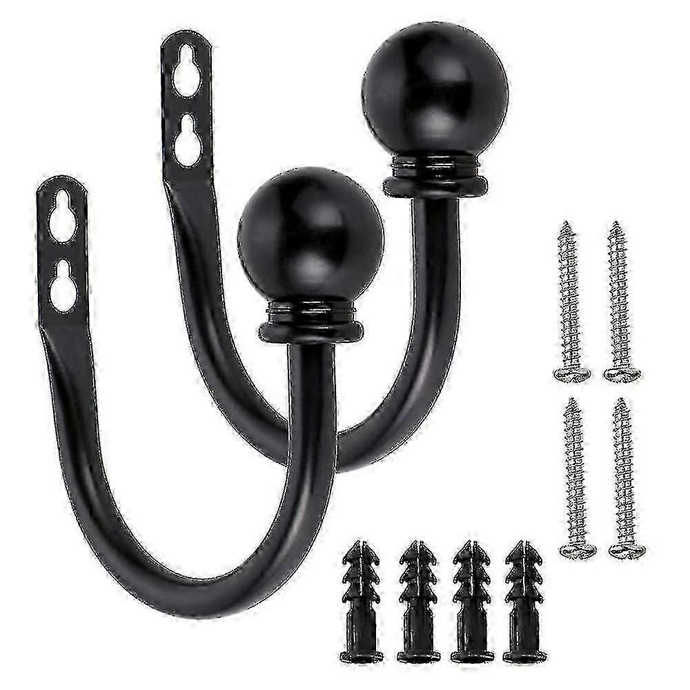 1pair Of Metal Curtain Hooks Retro Wall Mount For Curtain,  U-hook - Mishan