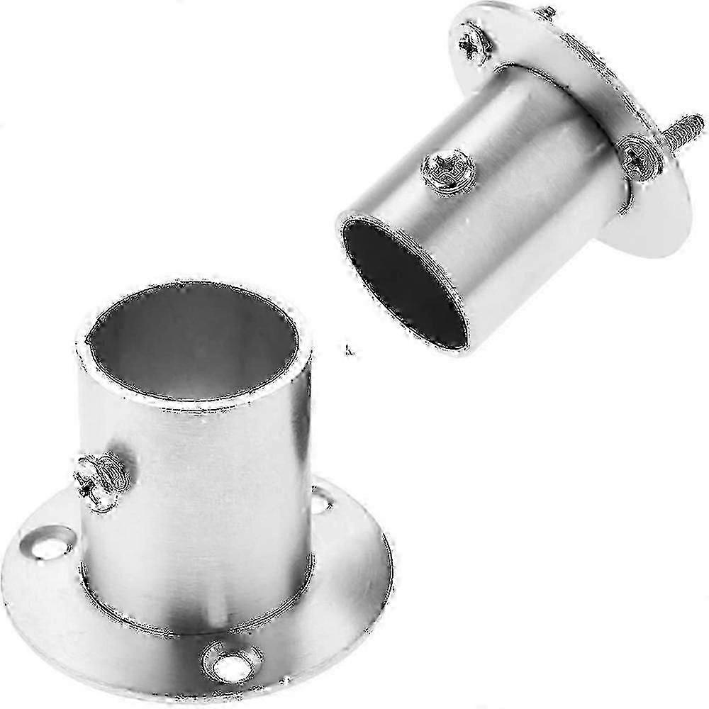 Rod Holder Base Flange Set Stainless Clothes Rail Bracket