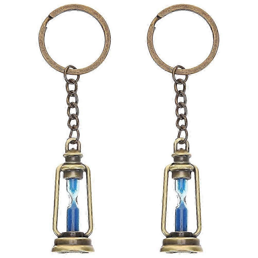 2pcs Car Keychains Hourglass Keychains Backpack Key Ring Retro Key Chain Sand Timer Key Rings Bag Ke
