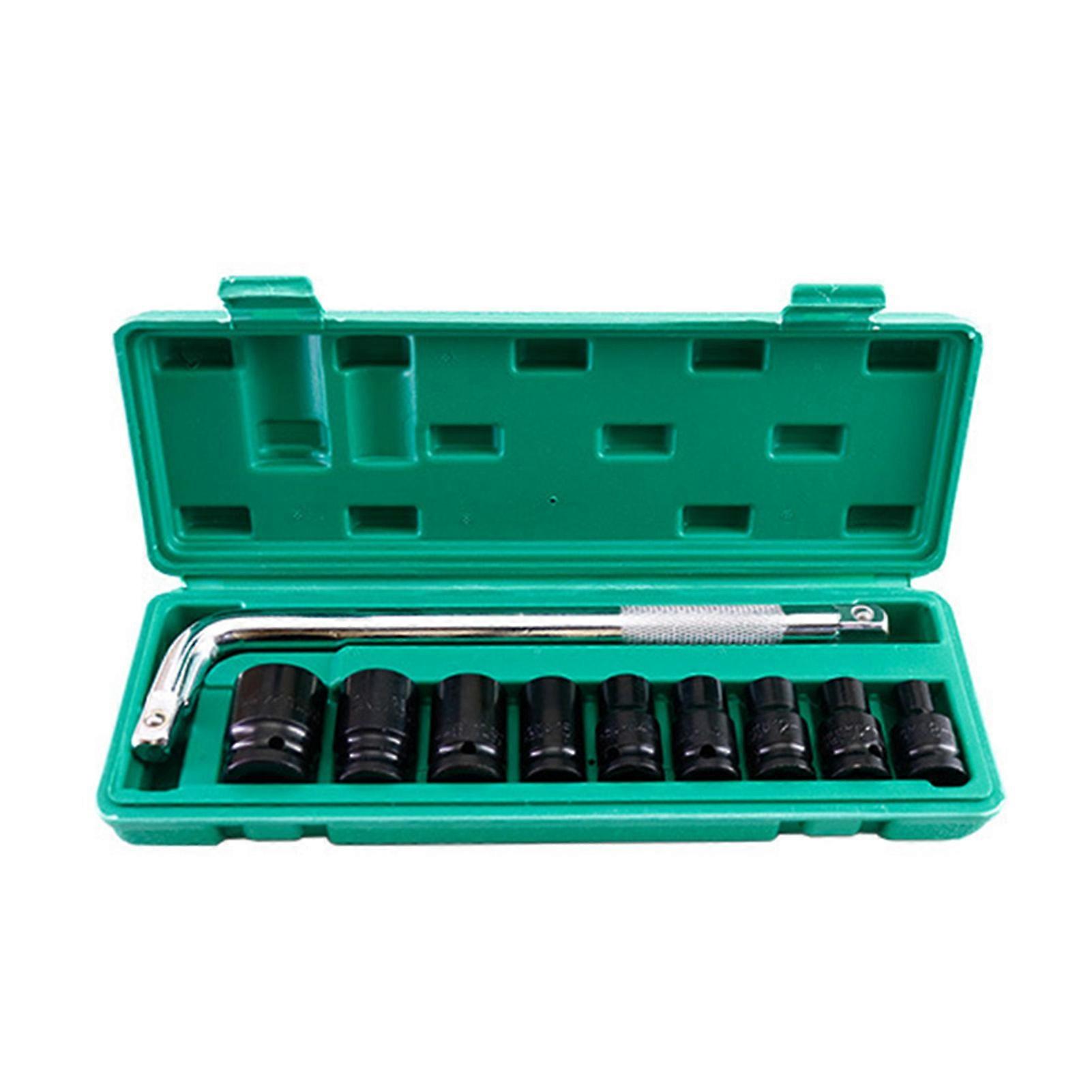 1/2-Inch Drive 40mm Deep Impact Socket with 6-Point Design Hex Impact Socket Set 10-Piece Deep Socket Metric Sizes 8-24mm High Carbon Steel Material 