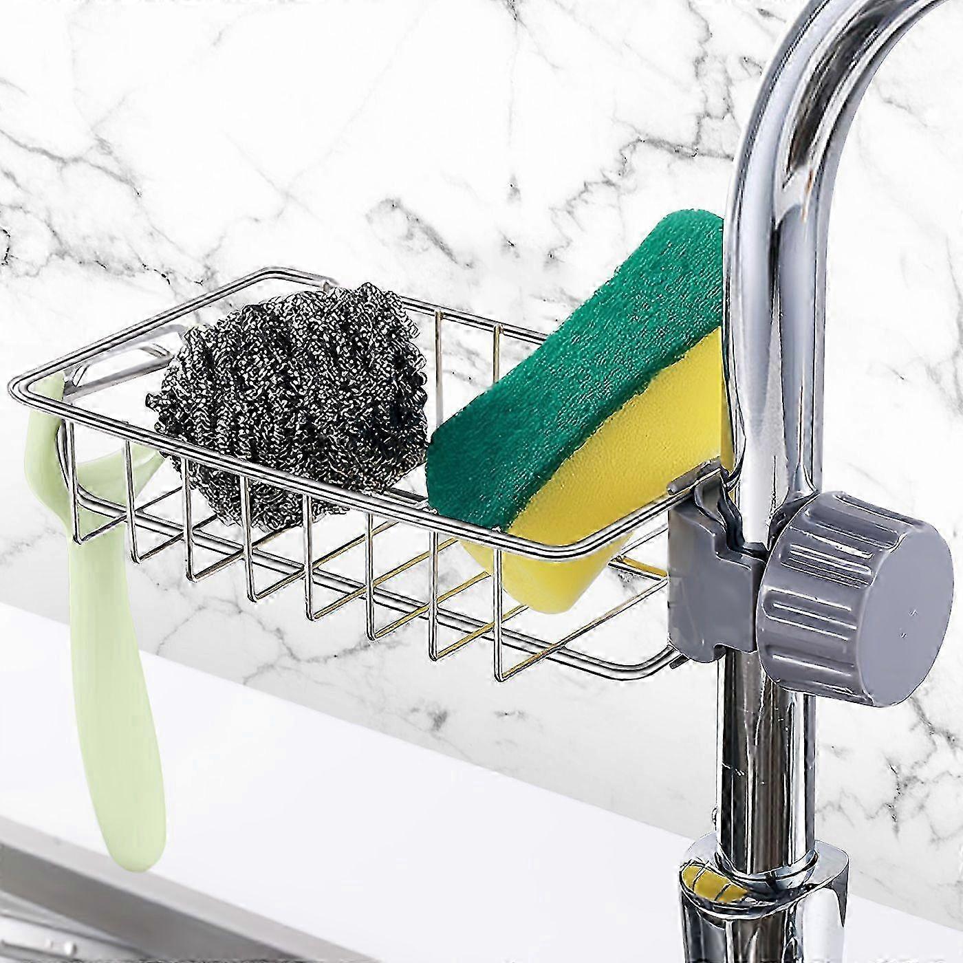 1pc Kitchen Stainless Steel Sink Storage Rack Suitable for Holding Sponges, Scrubbers, and Towels, Measuring 7.4inch/4.7inch