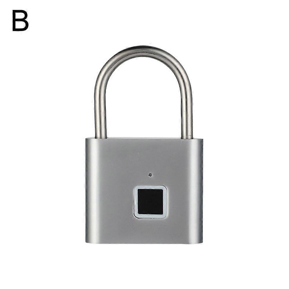 Silver (B) $ Smart fingerprint padlock outdoor waterproof and rust-proof padlock smart electronic padlock head door anti-theft password lock cabinet