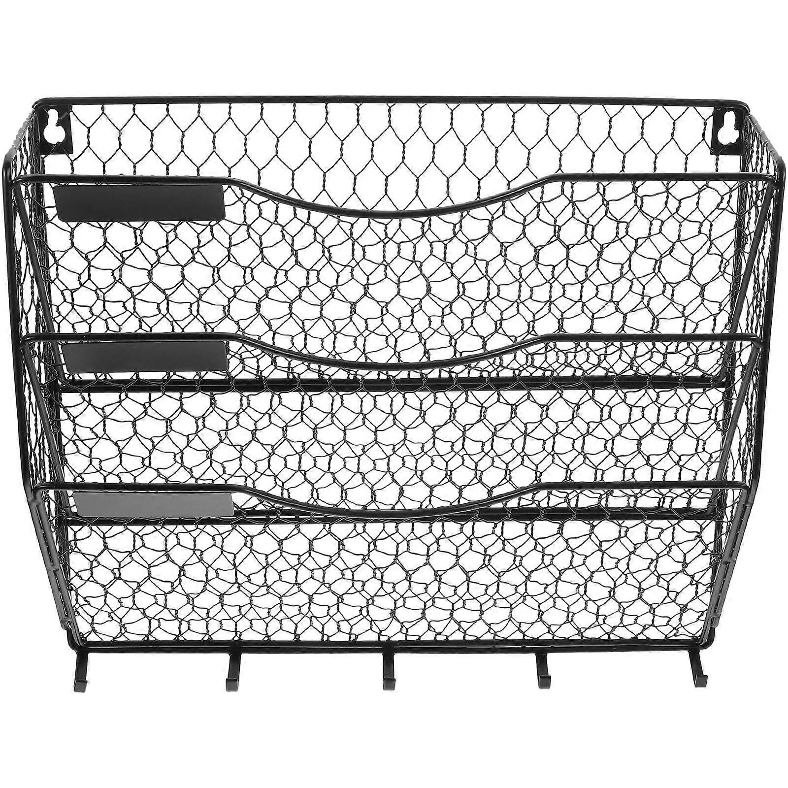 مثبت على الحائط مجلة رف سلك سلة منظم حامل ملف عمودي لمجلات البريد وثائق توفير مساحة التخزين