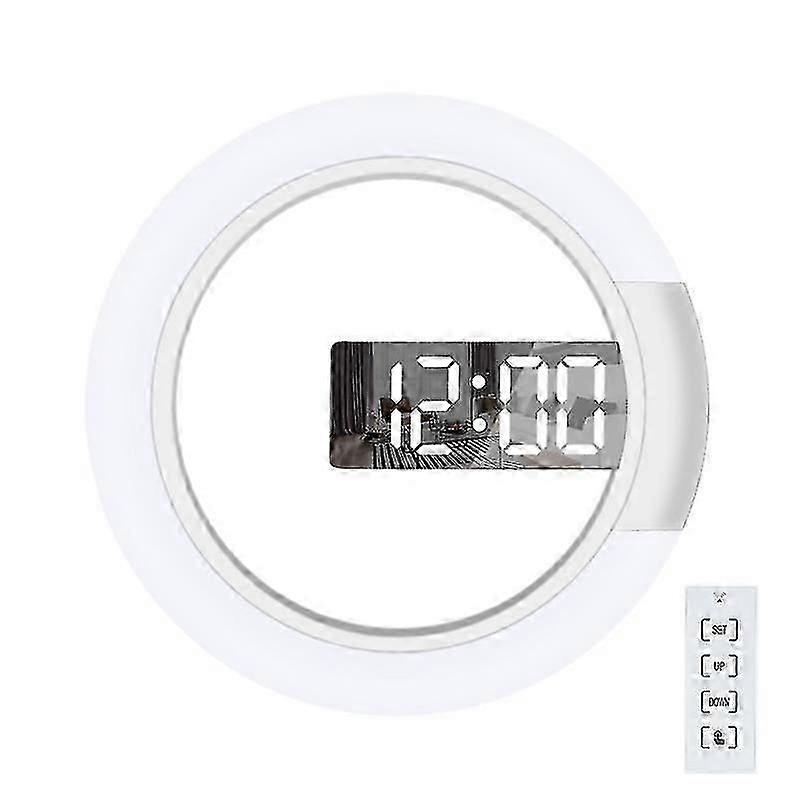 Led Wall Clock, Remote Control Digital Wall Clock Creative Led Mirror Wall Clock With Alarm
