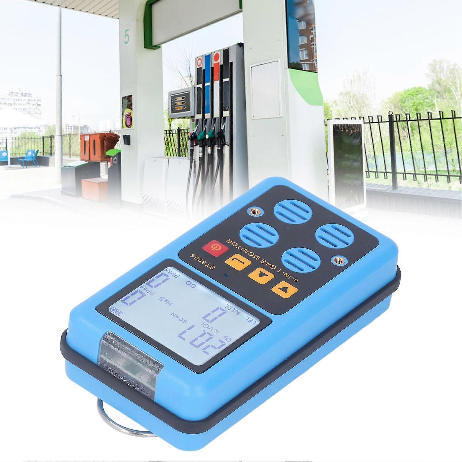 Gas Monitor 4 in 1 CO H2S O2 LEL Accurate Measurement Sound Light Vibration Alarm Backlit Display Gas Detector 