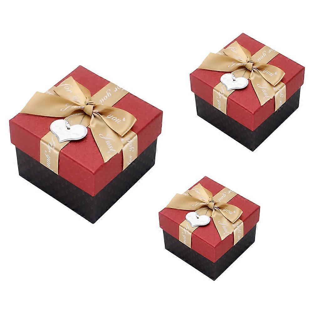 Present Boxes present Boxes Classic Christmas Design Square Paper Storage Case Christmas Parties 3Pcs