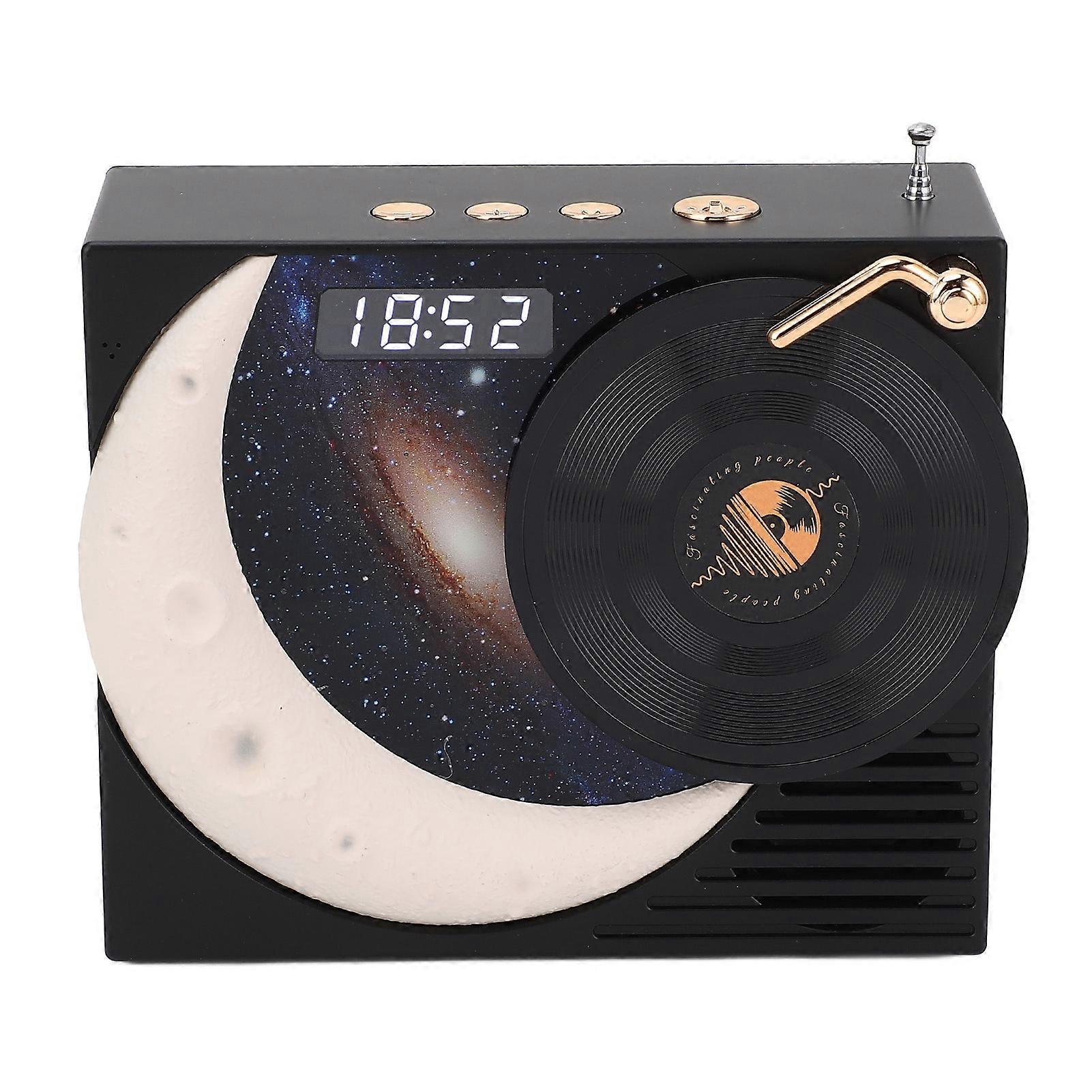 Retro Bluetooth Speaker with Clock Display and Ambient Light 360 Degree Surround Sound BT Speaker Radio Station Black 
