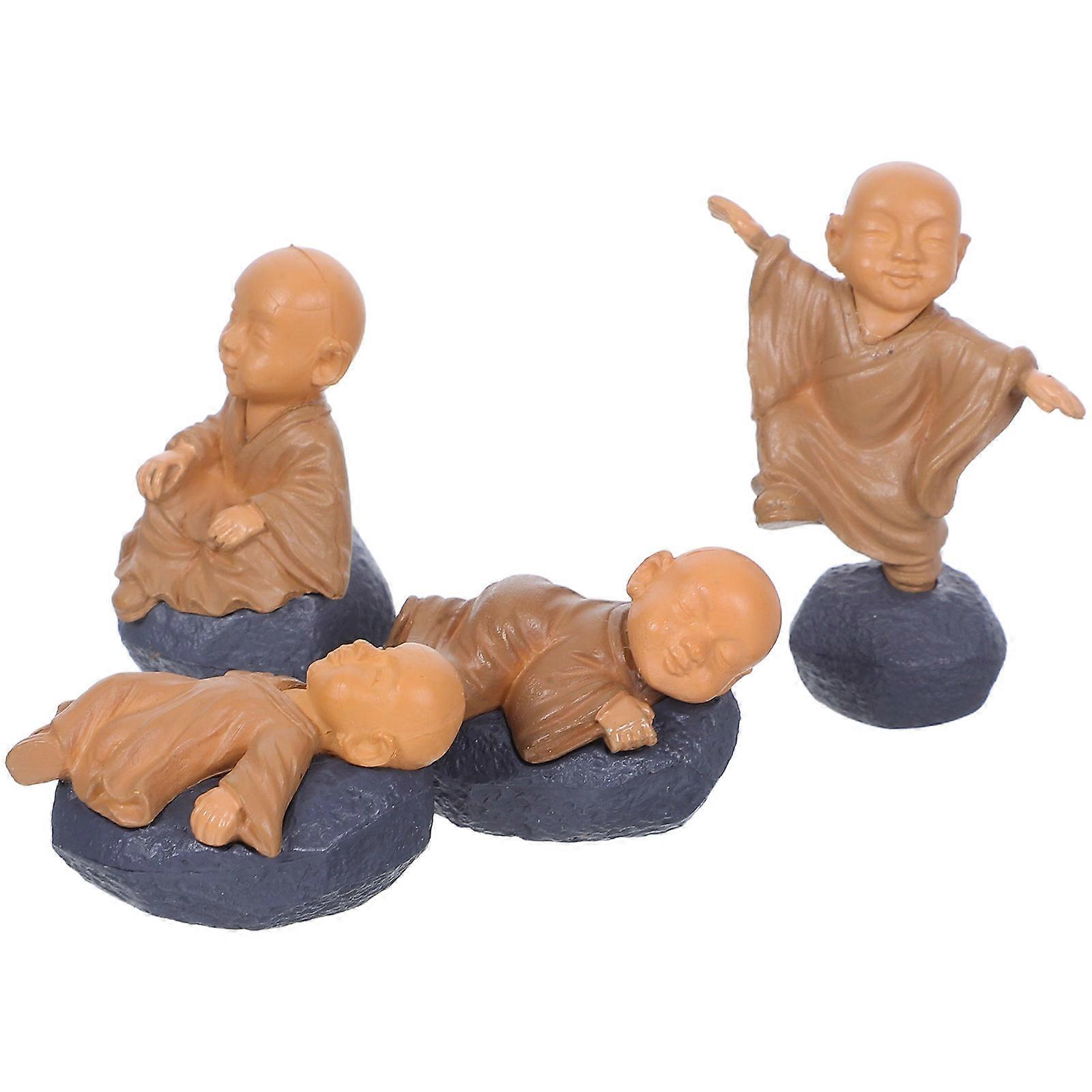 Micro Landscape Decorations Small Statue Compact Simple and Elegant Flower Pot Bonsai Accessories 4Pcs