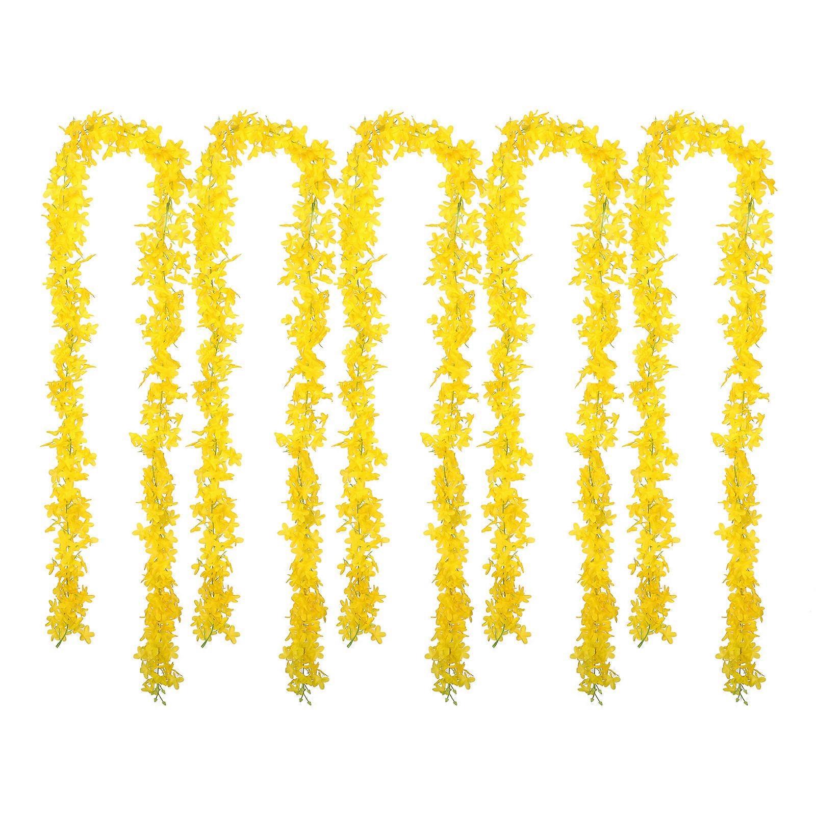 Artificial Vines For Decoration Yellow Plastic Silk Cloth 210.00X7.00X5.00CM Indoor Ceiling Fixtures Wrapping 5Pcs