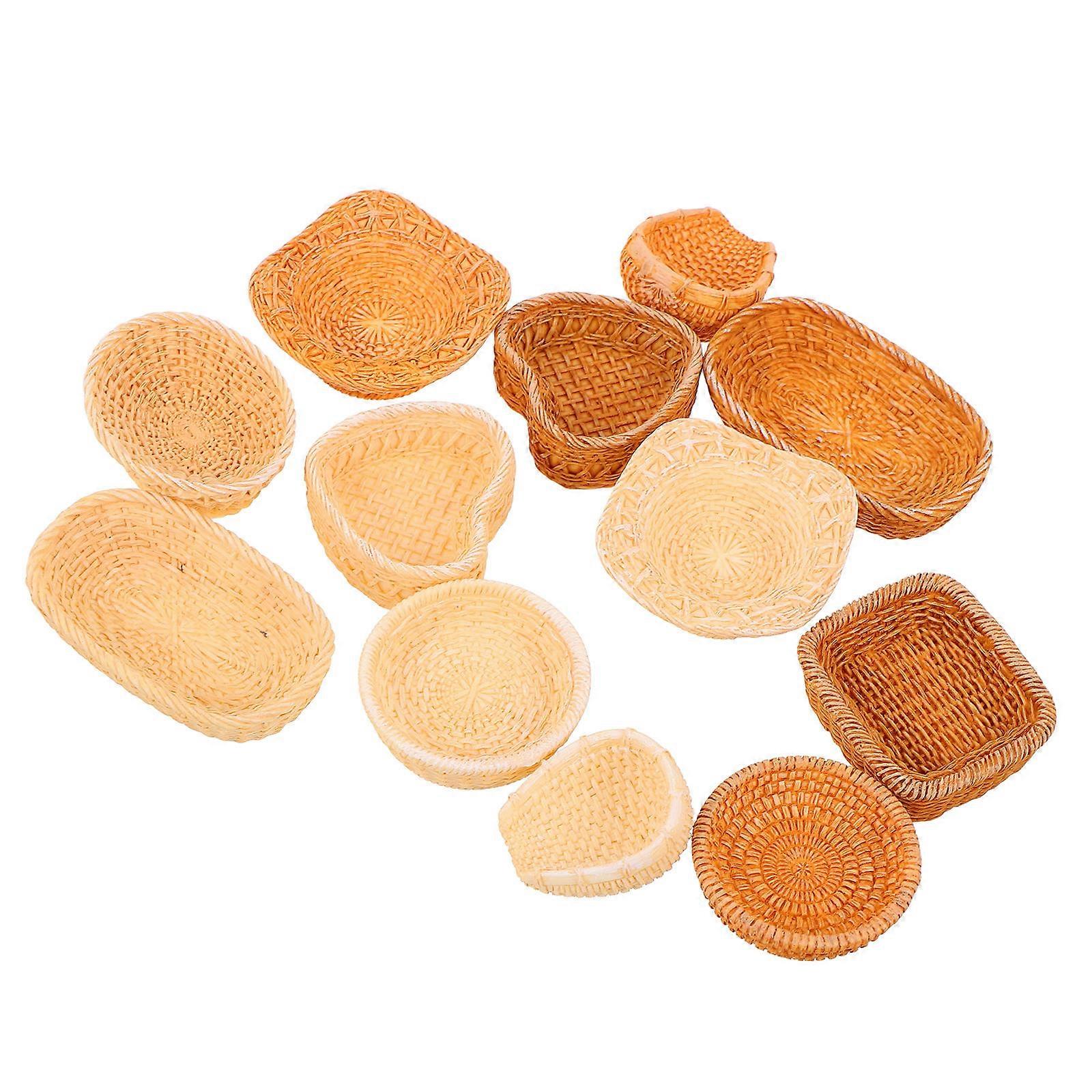 Miniature Wicker Baskets Garden Landscaping Brown 12Pcs
