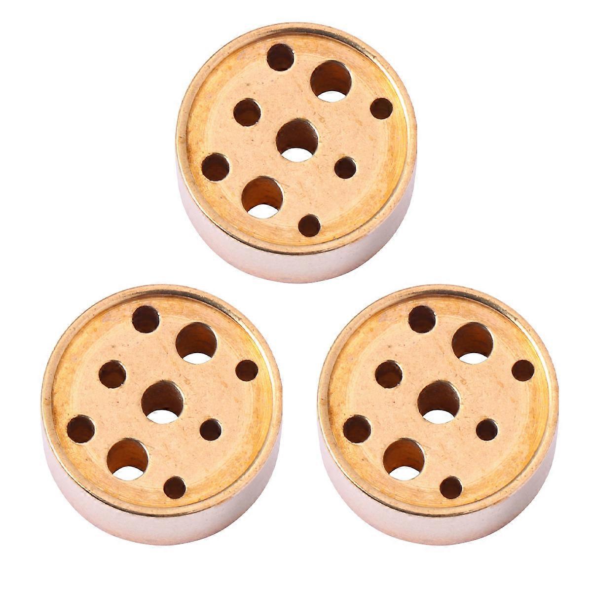 Aromatherapy Burner Copper Alloy Incense Inserted Base Holes Golden For Buddhists 3Pcs