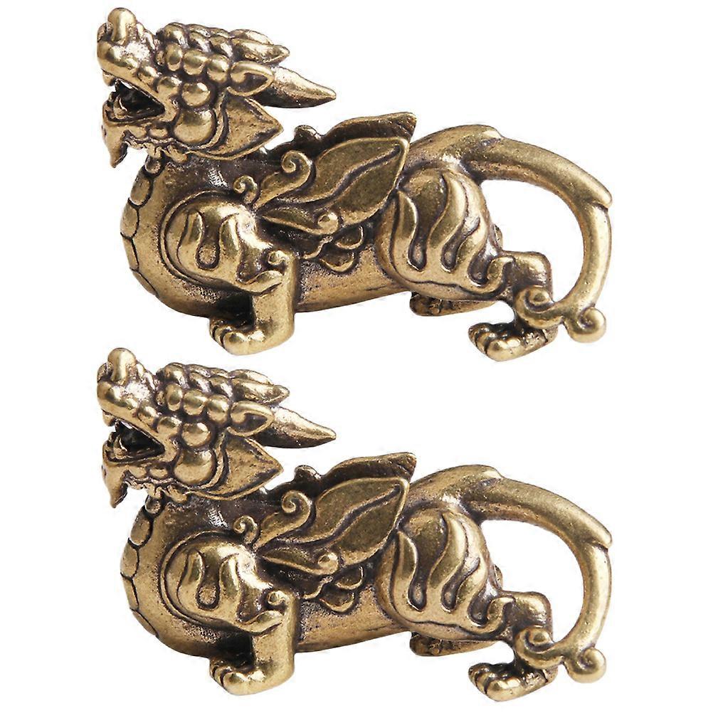 Kylins Statue Decoration Brass Kylins for Decor Study Room 2Pcs