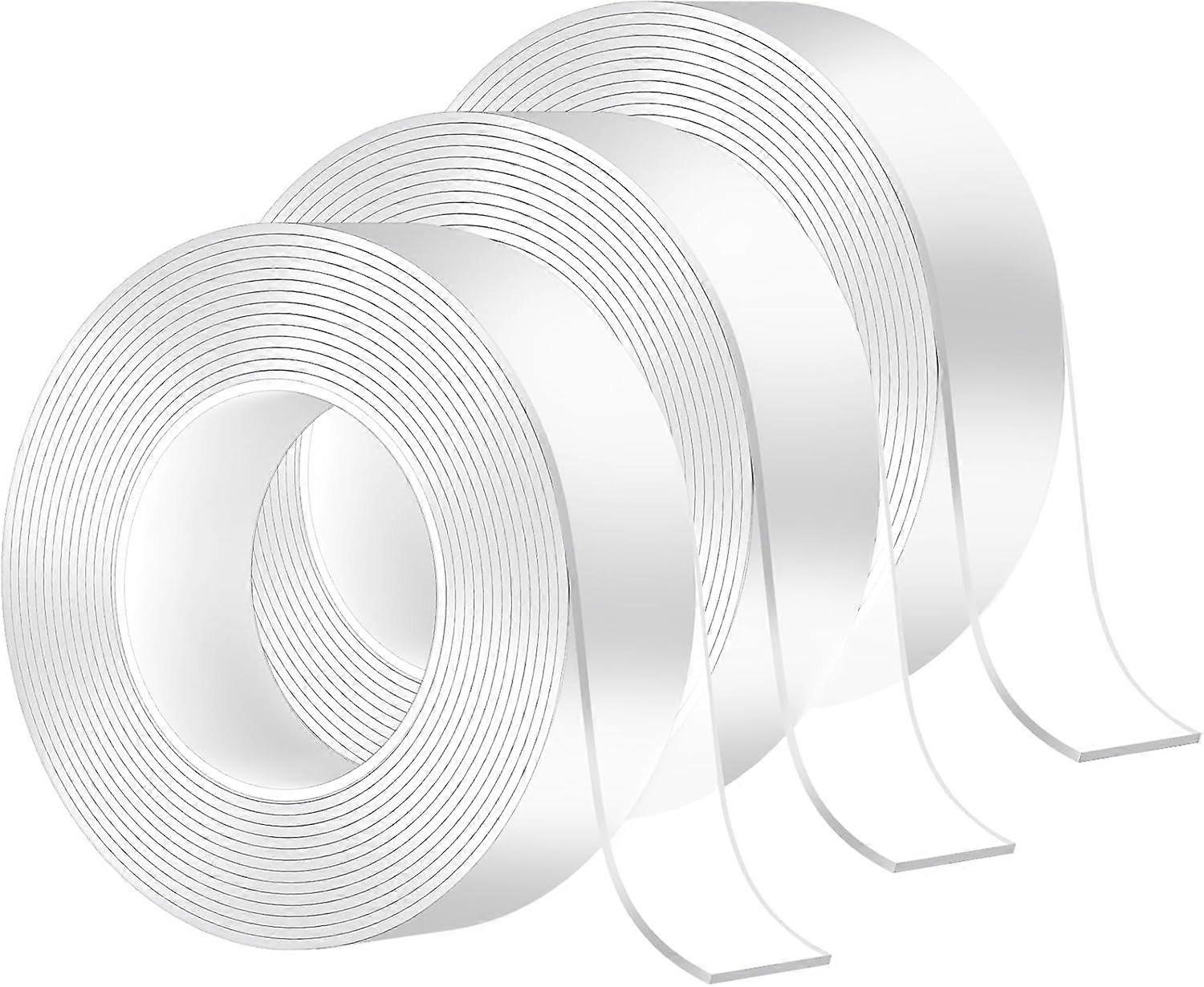 3 Rolls Nano Double Sided Tape, 3m x 3cm x 2mm Multi-Functional Transparent Reusable Nano Adhesive Tape, Washable Traceless Strong Gel Tape for Carpet