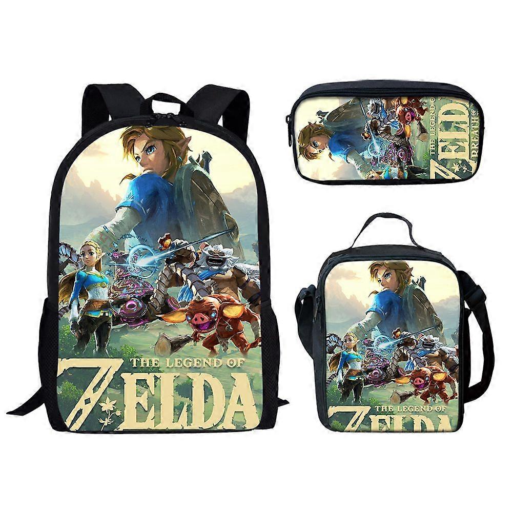 17-inch student backpack set 3D digital printing backpack three-piece set