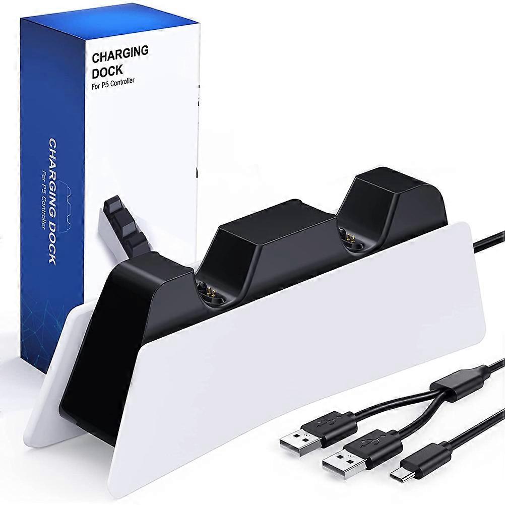 Ps5 Controller Charging Station Dock, Fast Charging for Dual Ps5 Controllers with Anti-slip Silicone Strips, Clear Led Indicator & Wireless