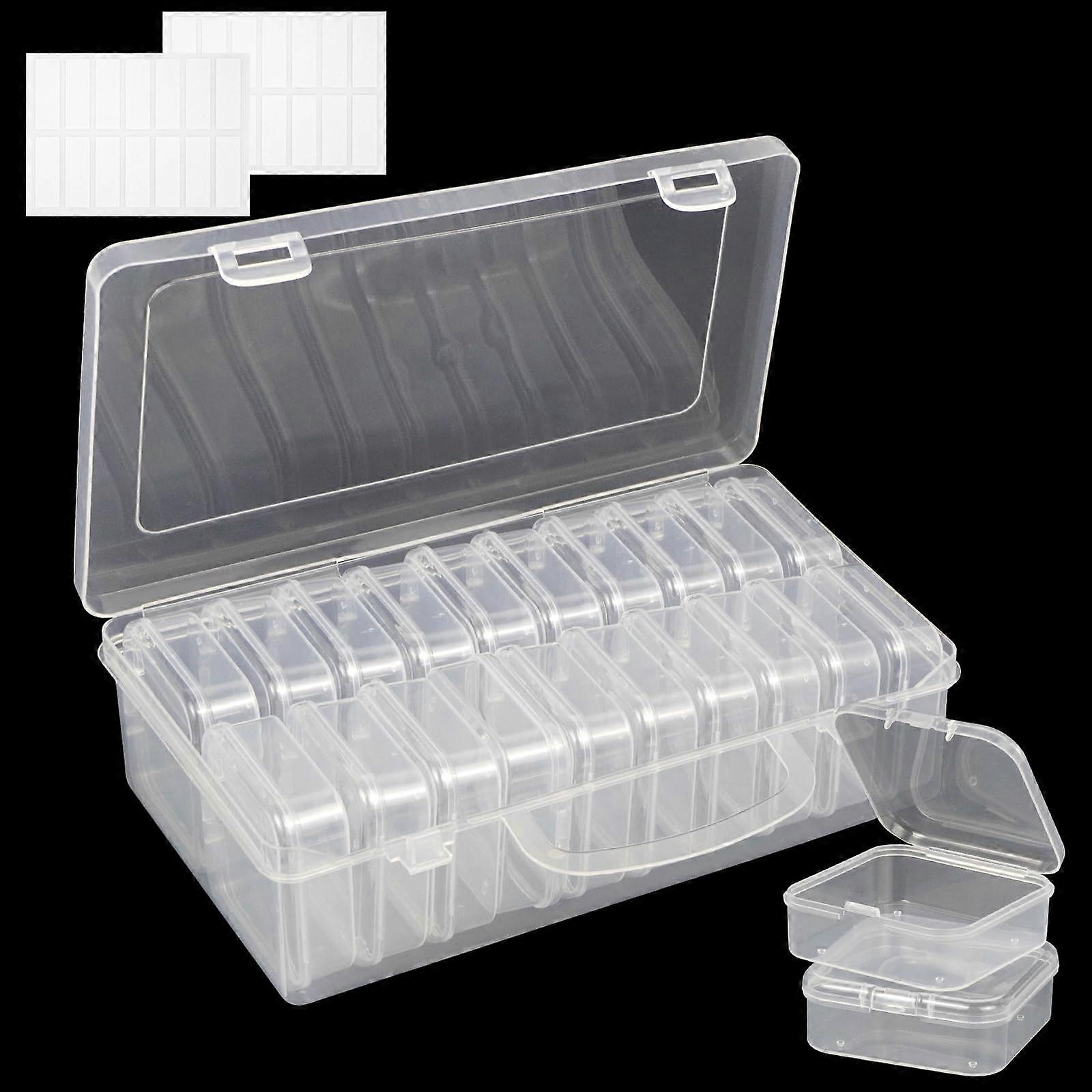 Sorting Boxes Set of 20 with Lids, Small Transparent Bead Storage Containers for Craft Supplies and Accessories, Includes 1 Large Box