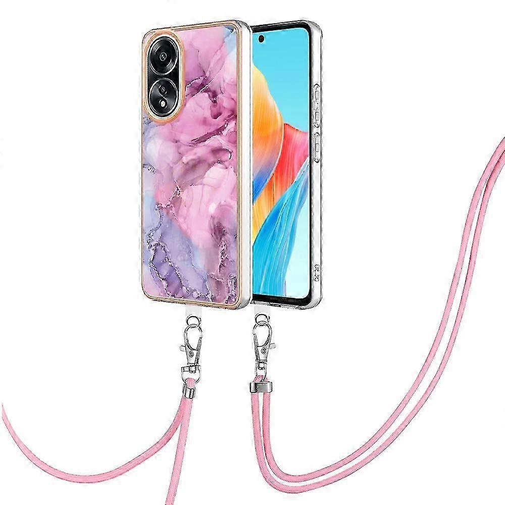 Marble Pattern Electroplating Cover with Lanyard for Certain Brand A58 4G Case