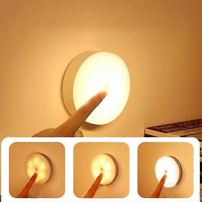 Magnetic LED Night Light with USB Battery, Touch Control for Bedroom or Bedside Table (White)