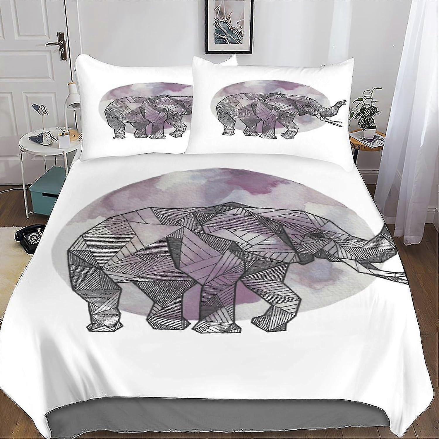 Colchão estofado 3D Geometric Patterns, Conjunto de microfibra com fecho de correr e 2 fronhas, para adolescentes e adultos