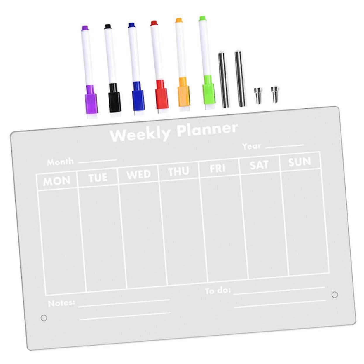 1 Piece Acrylic Memo Board Transparent Erasable Reusable for School and Office with Push Pins and Whiteboard Markers