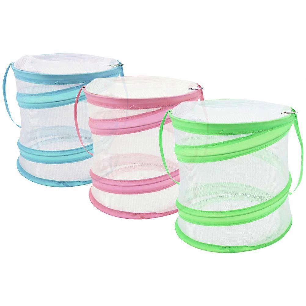 3pcs Lightweight Transparent Insect Breeding Cage for Butterflies, Bees, Ladybugs – Outdoor Observation Mesh Cylinder for Learning Activities