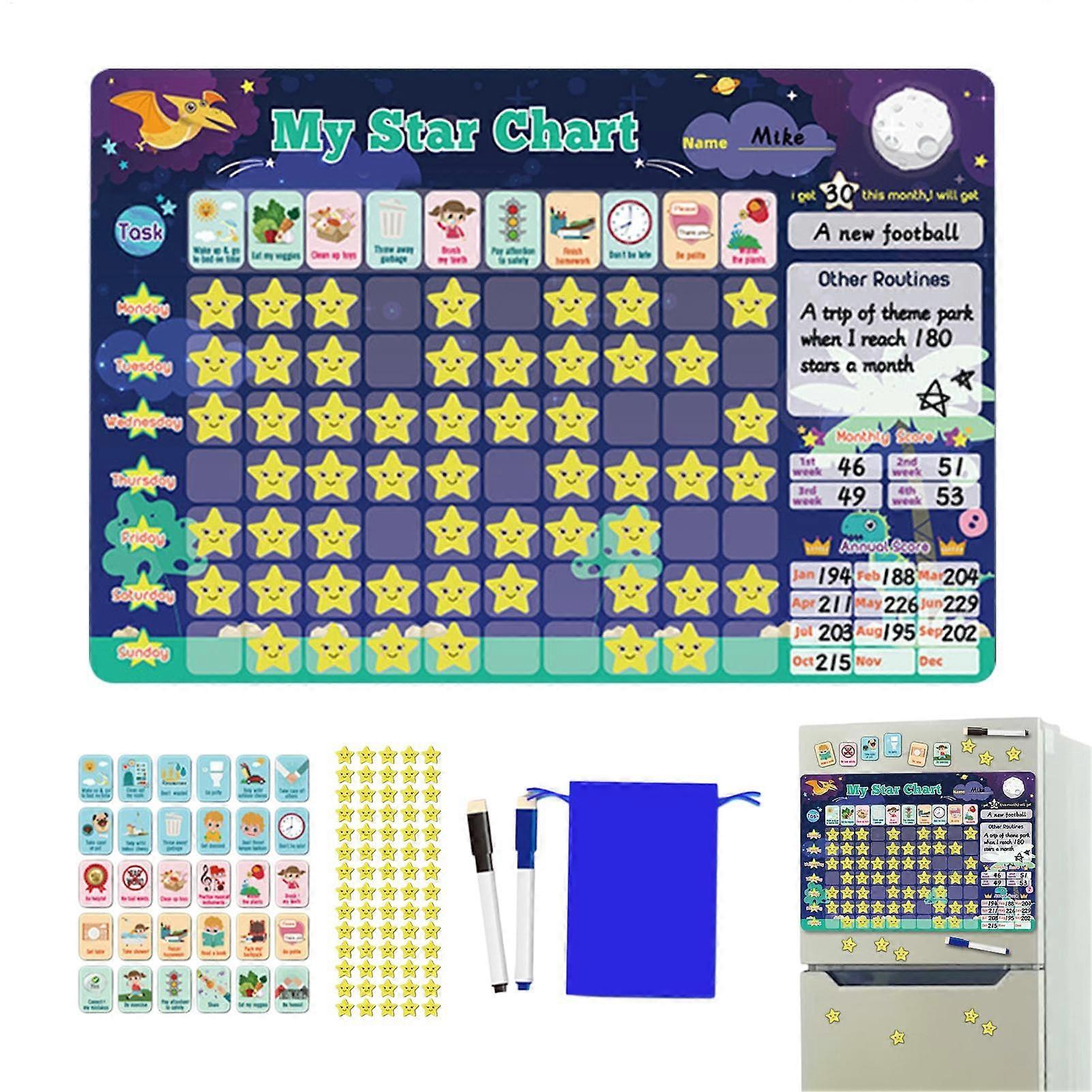 Magnetic Challenge Chart for Refrigerator, Colorful Magnetic Reward Chart Funny Behavior Chart Diary Task Chart for Girls