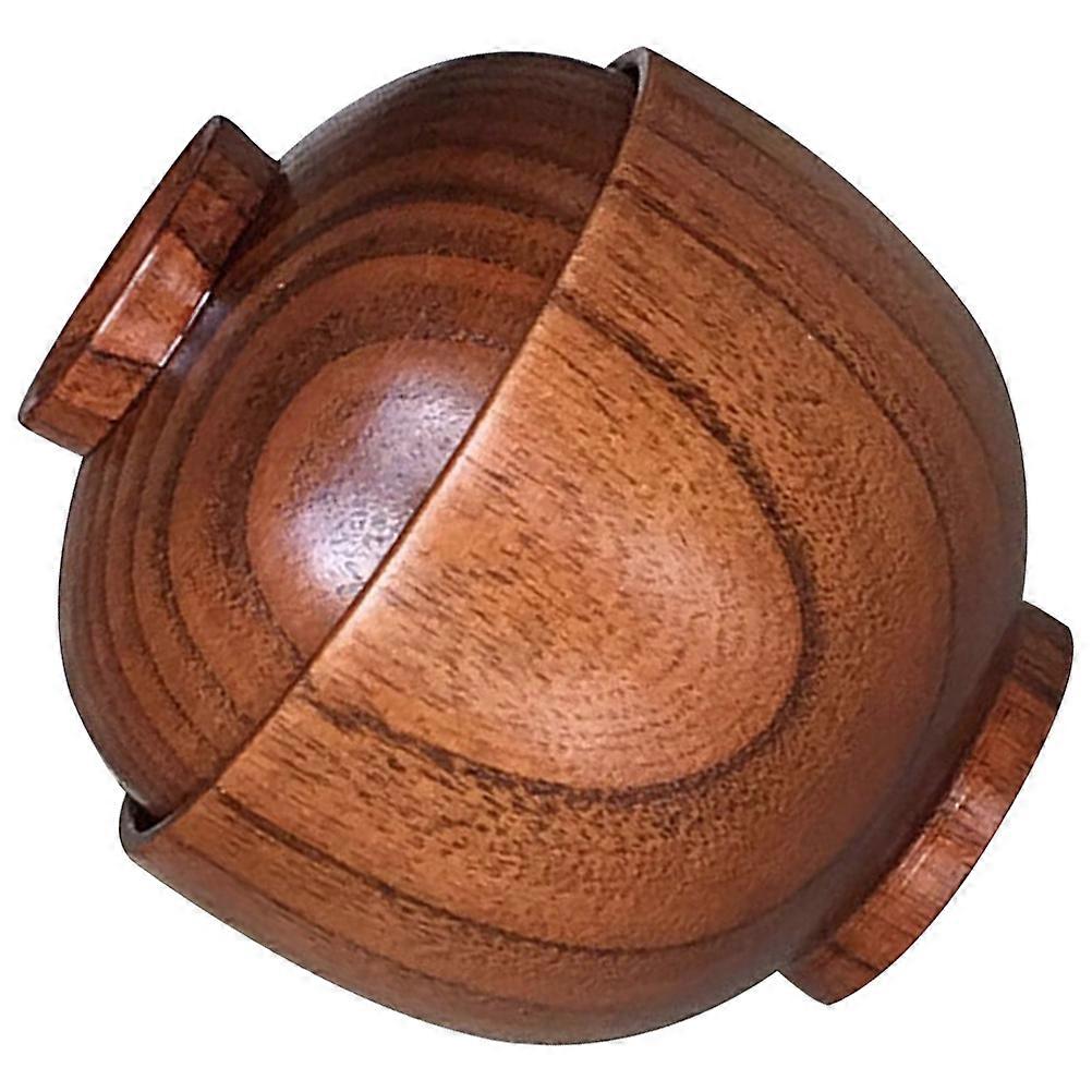 Wooden Bowl with Lid for Home Use Brown Color Smooth Surface Easy to .5 Inches Diameter