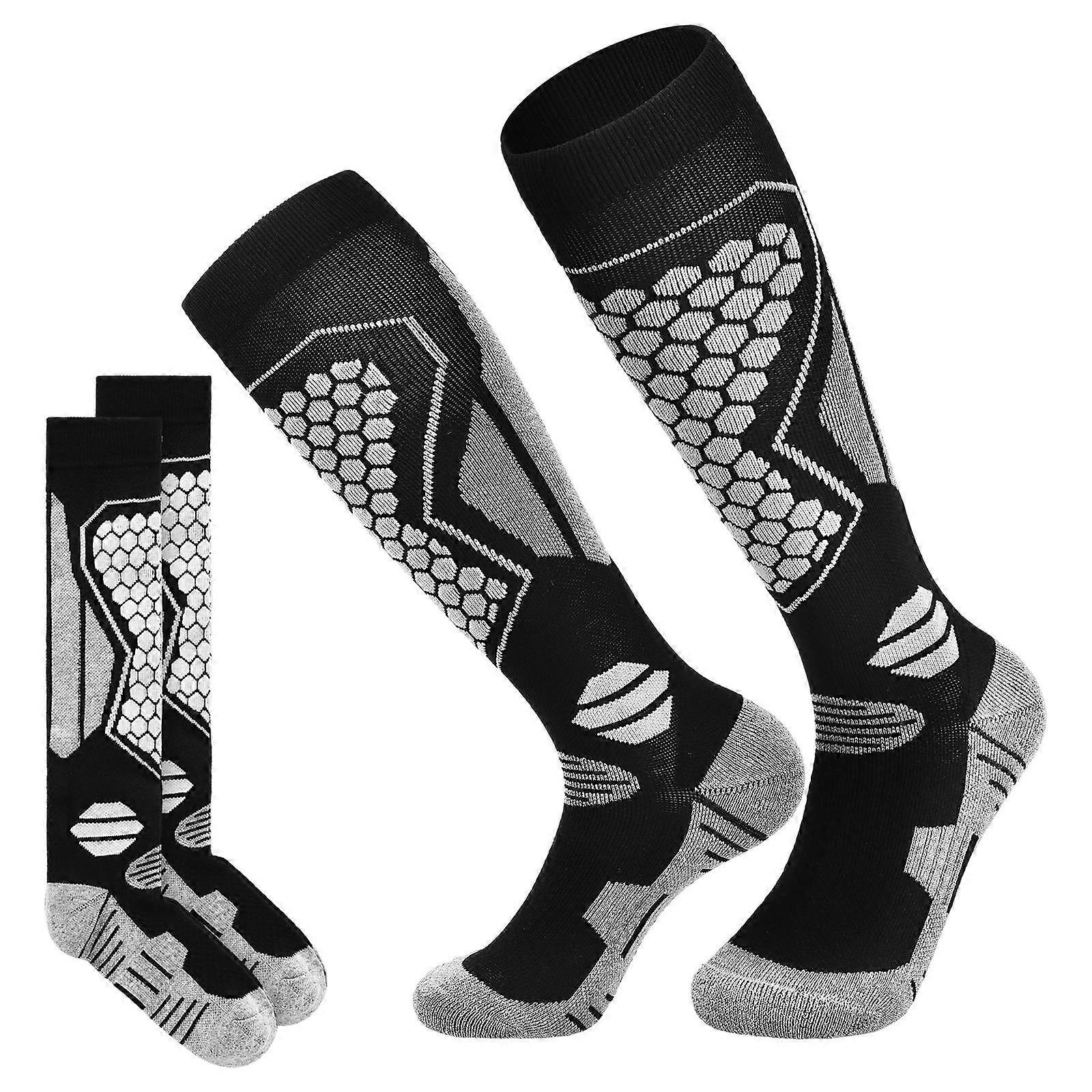 Ski Socks Outdoor Sports L Size Multi Color Thickened Design High Elasticity 2Pairs