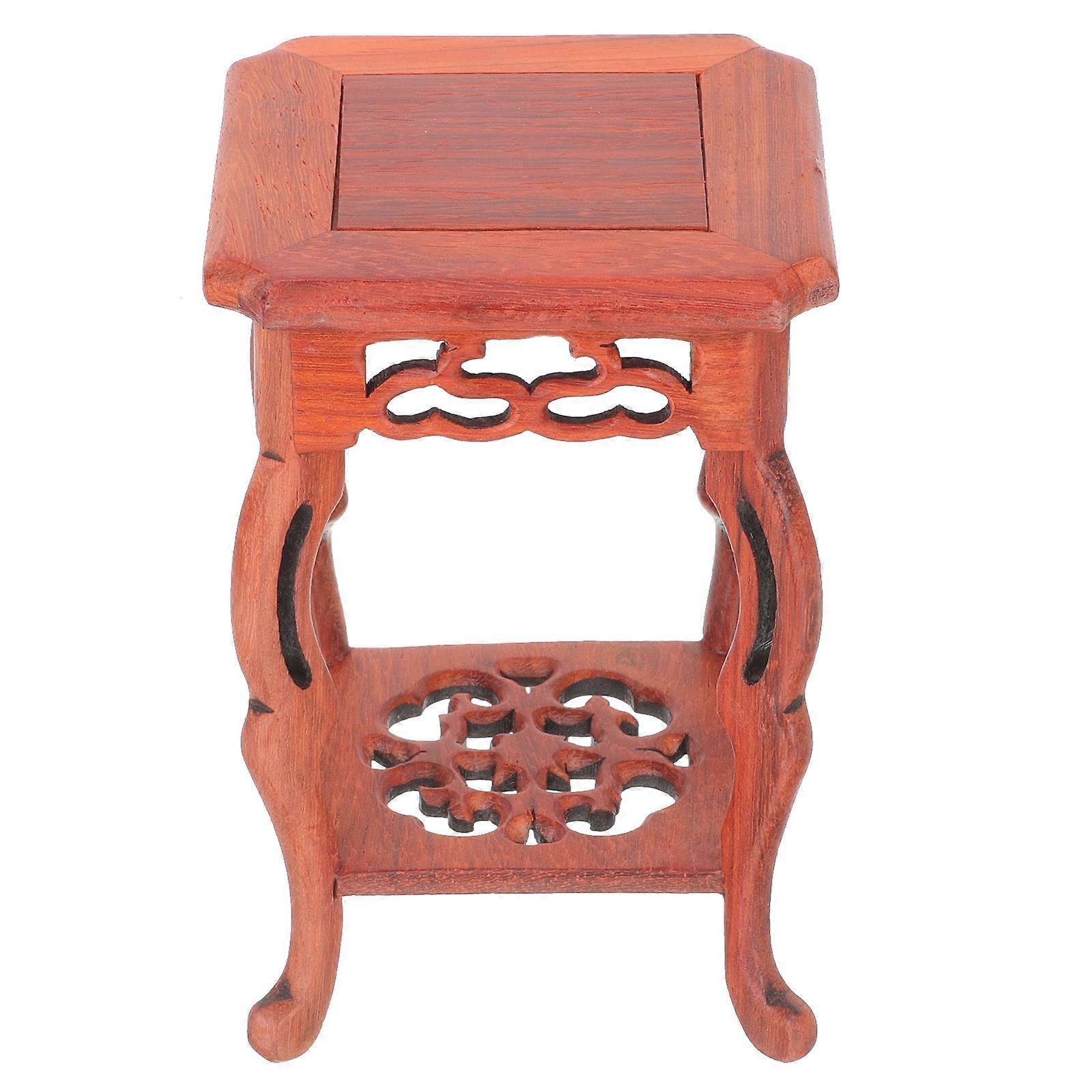 Chinese Style Decoration Wooden Craft Display Stand Dark -Shoe Shape Indoor Use 1Pack