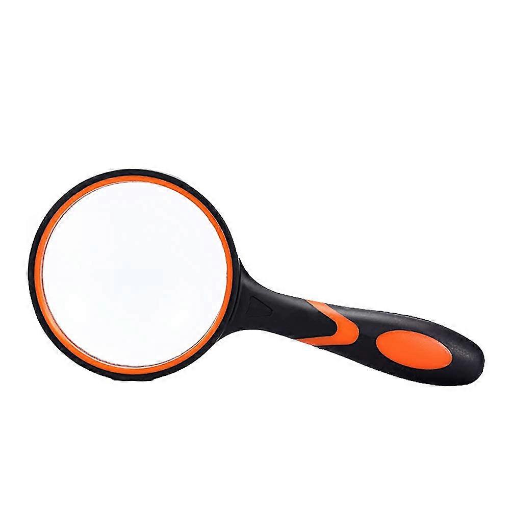 10X Rubber Handle Shatterproof HD Handheld Magnifier Magnification for Seniors and Kids Crystal Clear Glass Lens 100mm Charitable