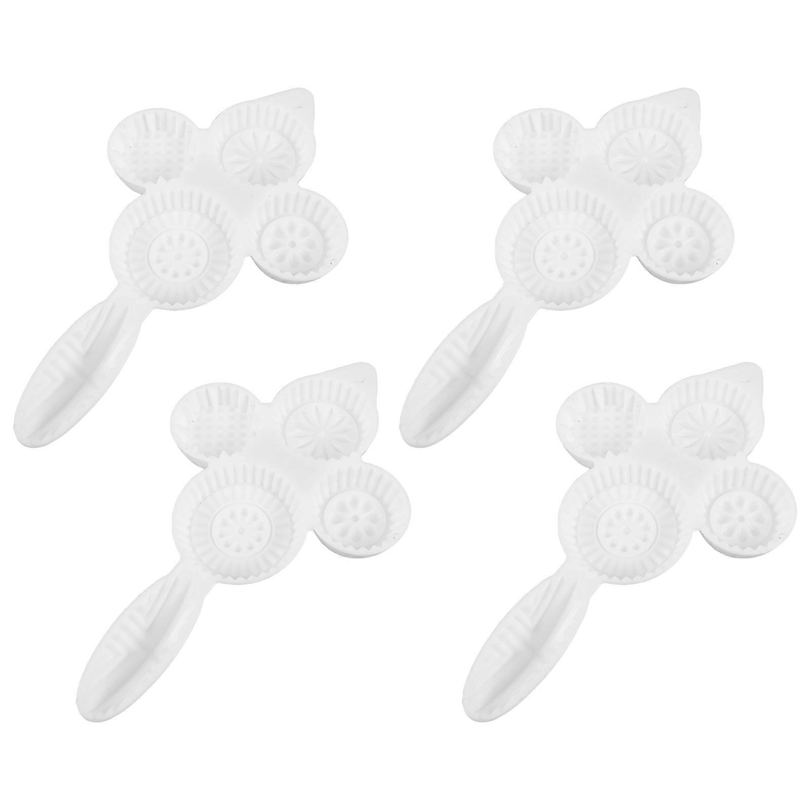 4pcs Traditional Chinese Dessert Molds Hand Press Moon Cake Tools with Assorted Patterns for Easy DIY Baking of Cantonese Sweets and Puddings