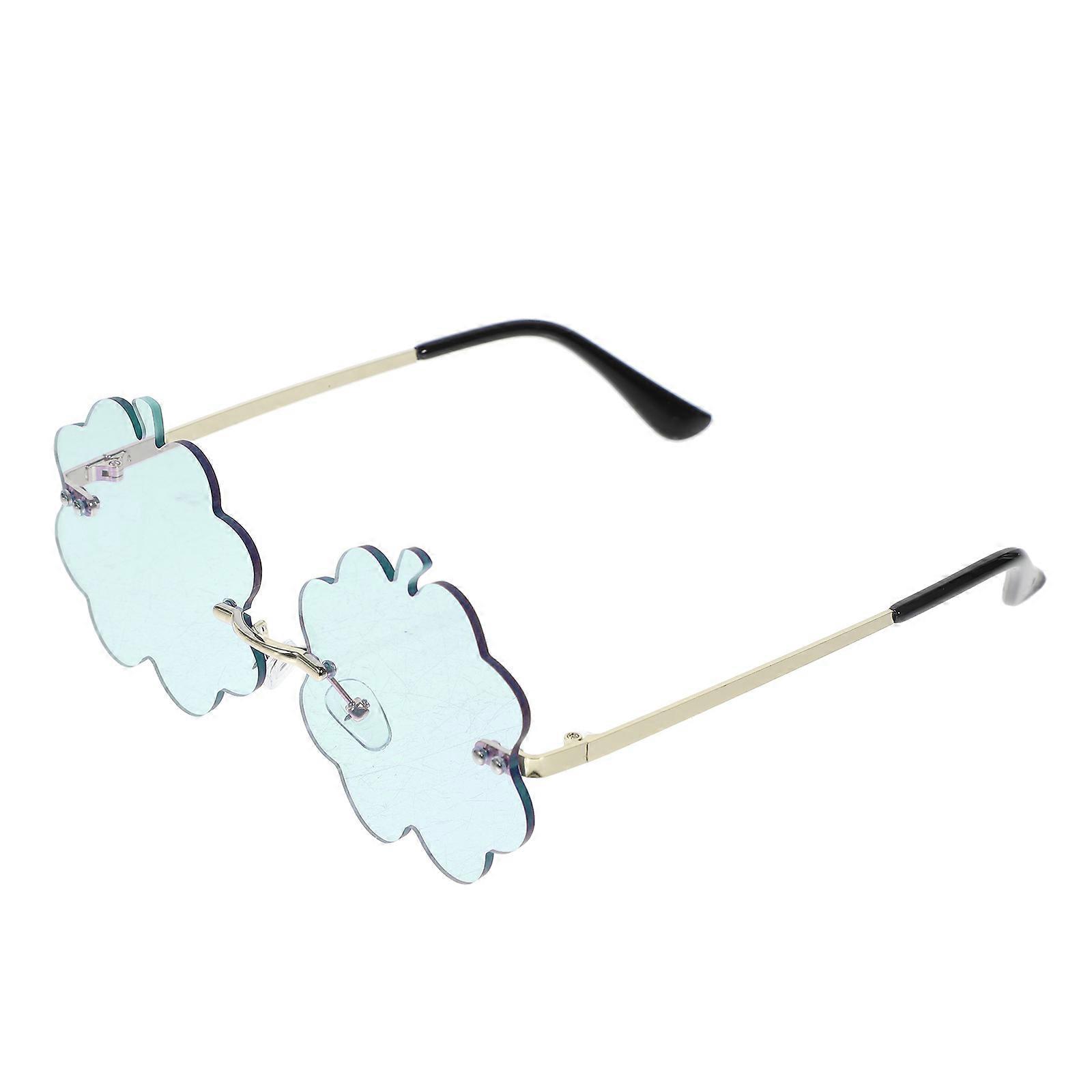 Óculos de sol alienígenas Props para decoração Use material de PC azul Design de aro de moda sem aro 1 par