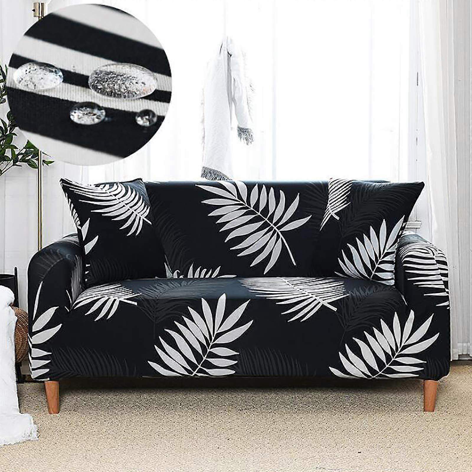 Stretch Sofa Slipcover, Stylish Printed Protector for 14 Cushion Sofas, 145185cm
