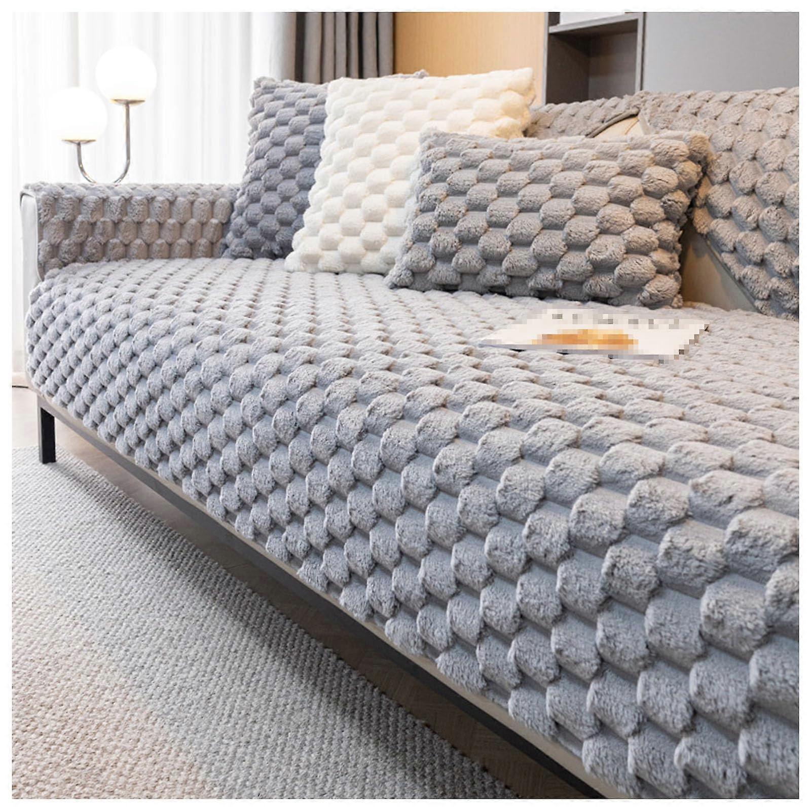 Plaincolored sofa cushion, modern and simple sofa covers, gray (43*83in)