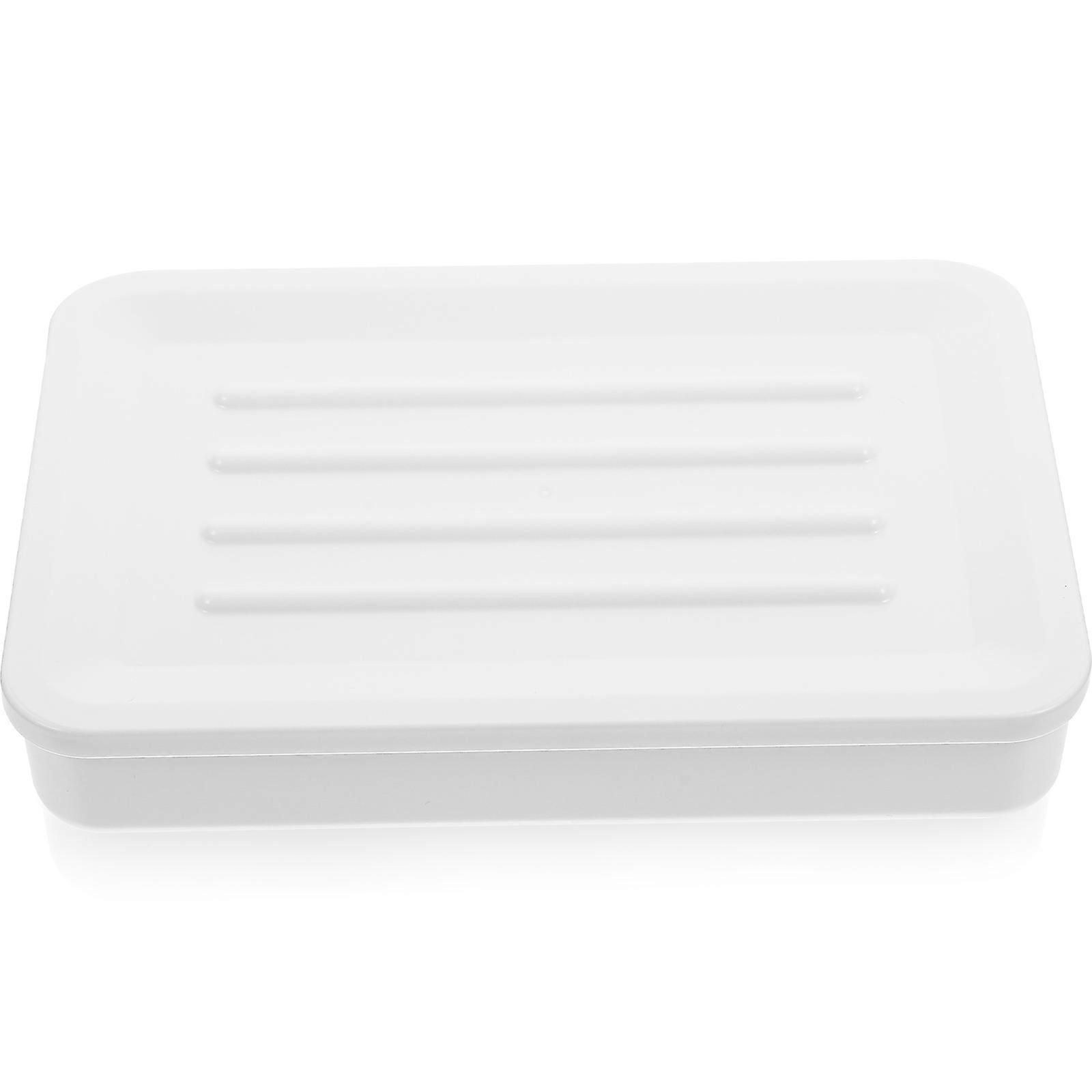 Plastic Pencil Case with Lid for Storage Use White ABS Material 7.8 Inches