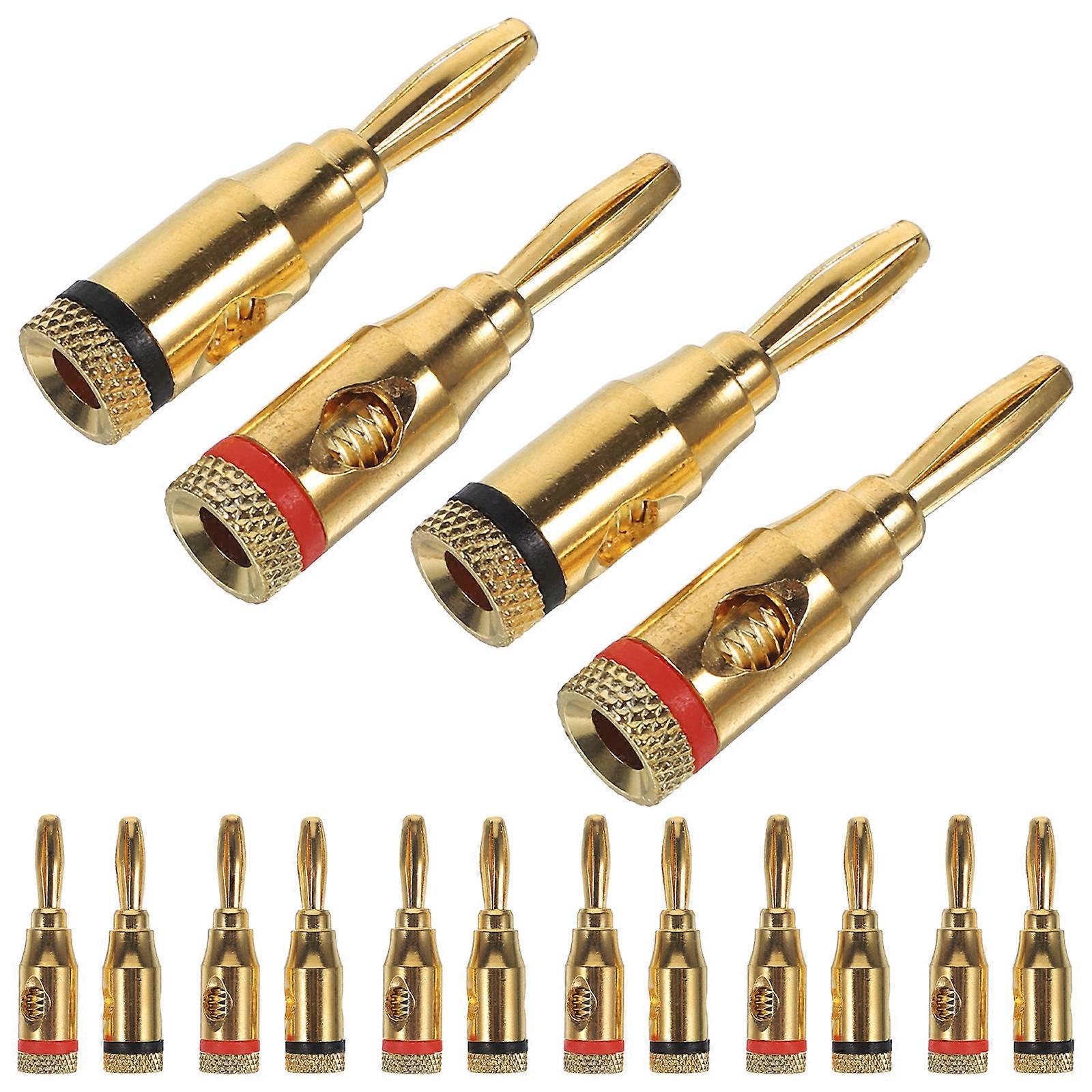Banana Plug Connector Gold Plating for Resistance 38x9x9mm Home Audio Setup 12 Pairs