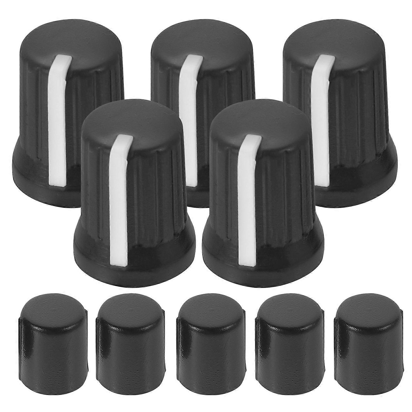 Tone Control Round Potentiometer Volume Knobs Black Plastic Material For Musicians And Electronics Users 5Pcs