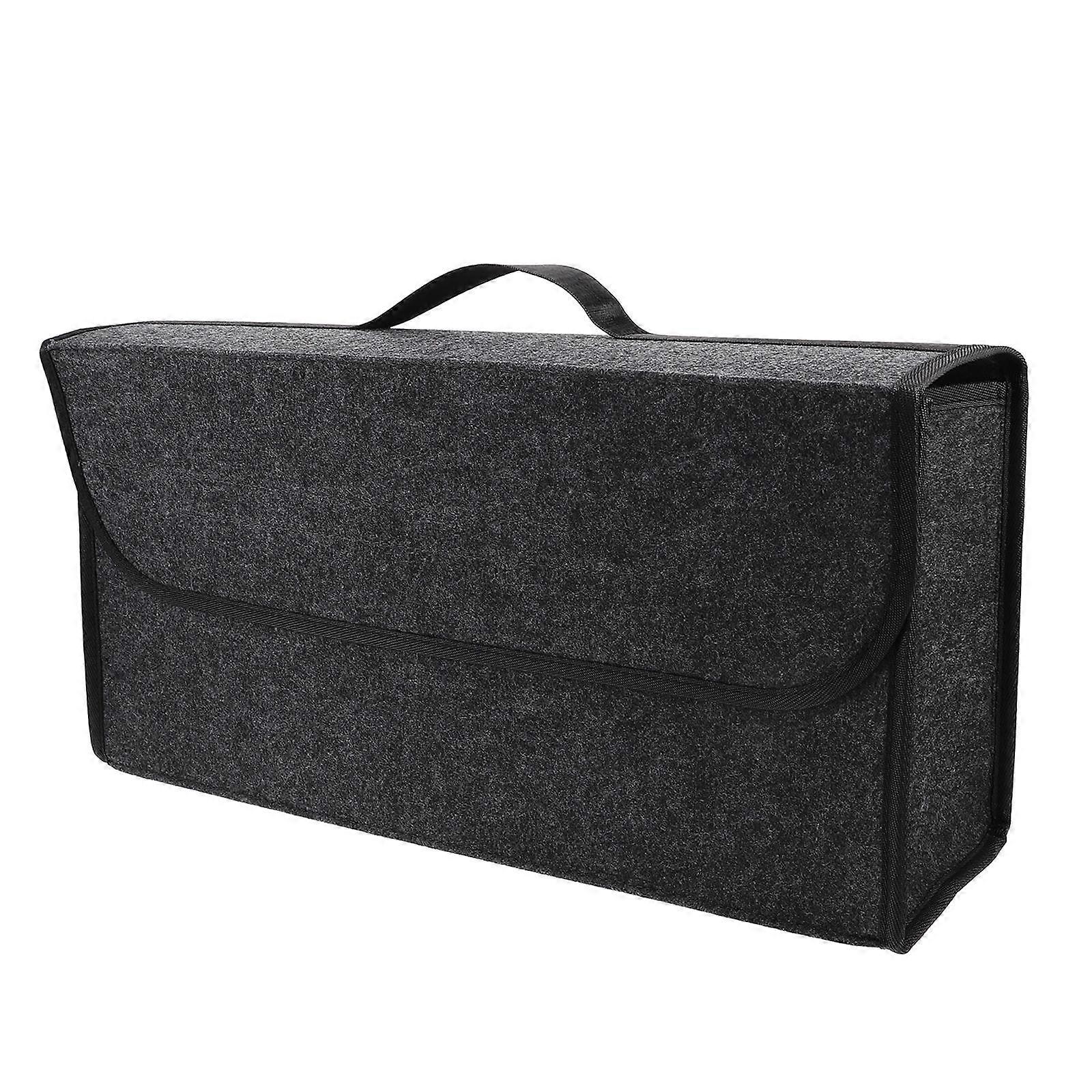 Tailgate Essentials Car Trunk Organizer With Lid Simple Design For Tool Storage Black 1Pack
