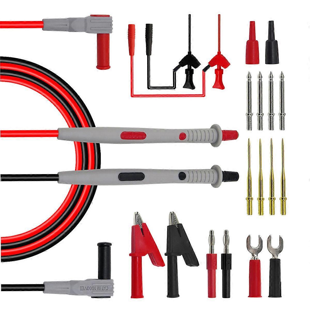 Multimeter Test Probe Kit Multimeter Probe Test Lead Kits Hobbyists Circuit Testing Spring-Loaded Hooks 16Pcs