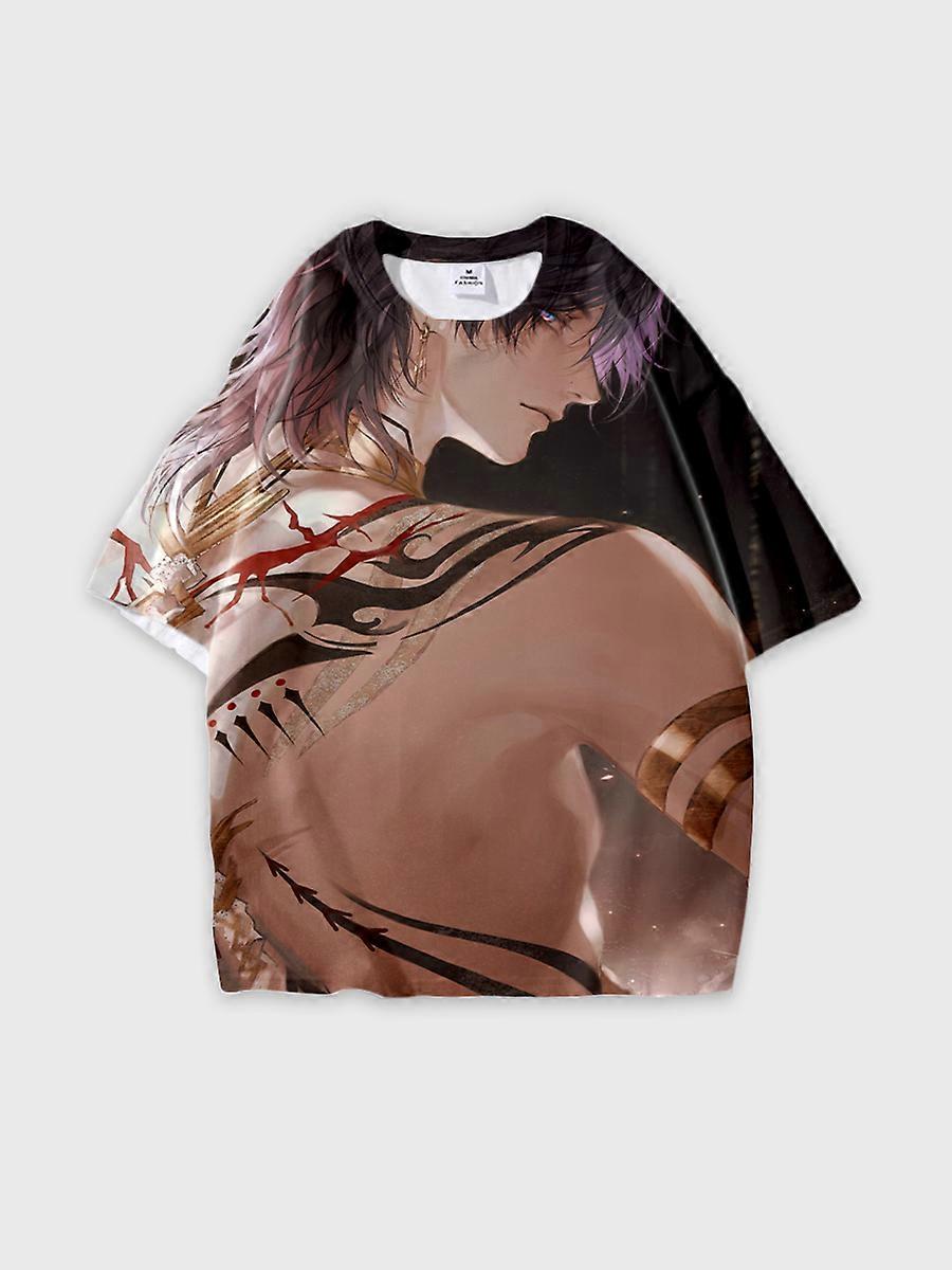 T-shirt round neck Role Pattern loose short sleeve B823