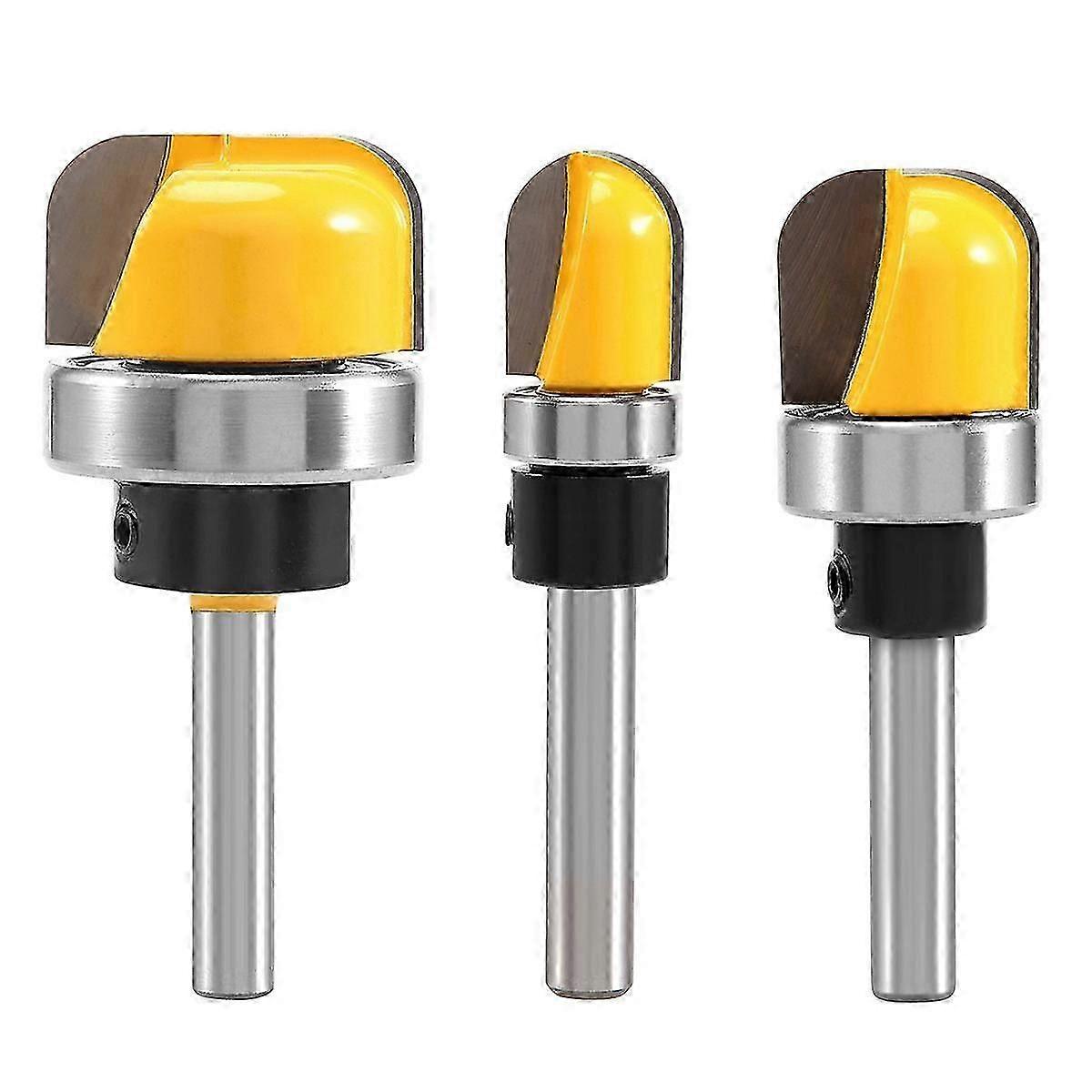 3Pcs 1/4 Inch Bowl and Tray Router Bit, Bowl & Tray Template Router Bit Set with Ball Bearing