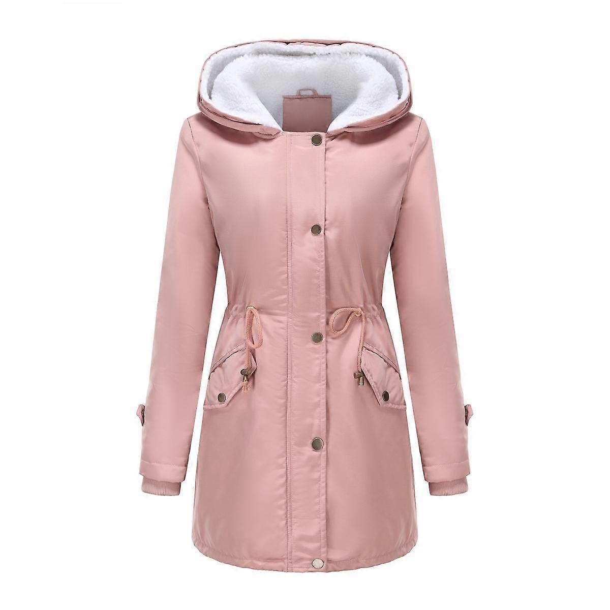 Women’s Coats BRIGHT DEER Detachable Faux Fur Hooded Fleece Lined Warm Coat Light Water Resistant Windproof Puffer Jackets Winter Outer Wear