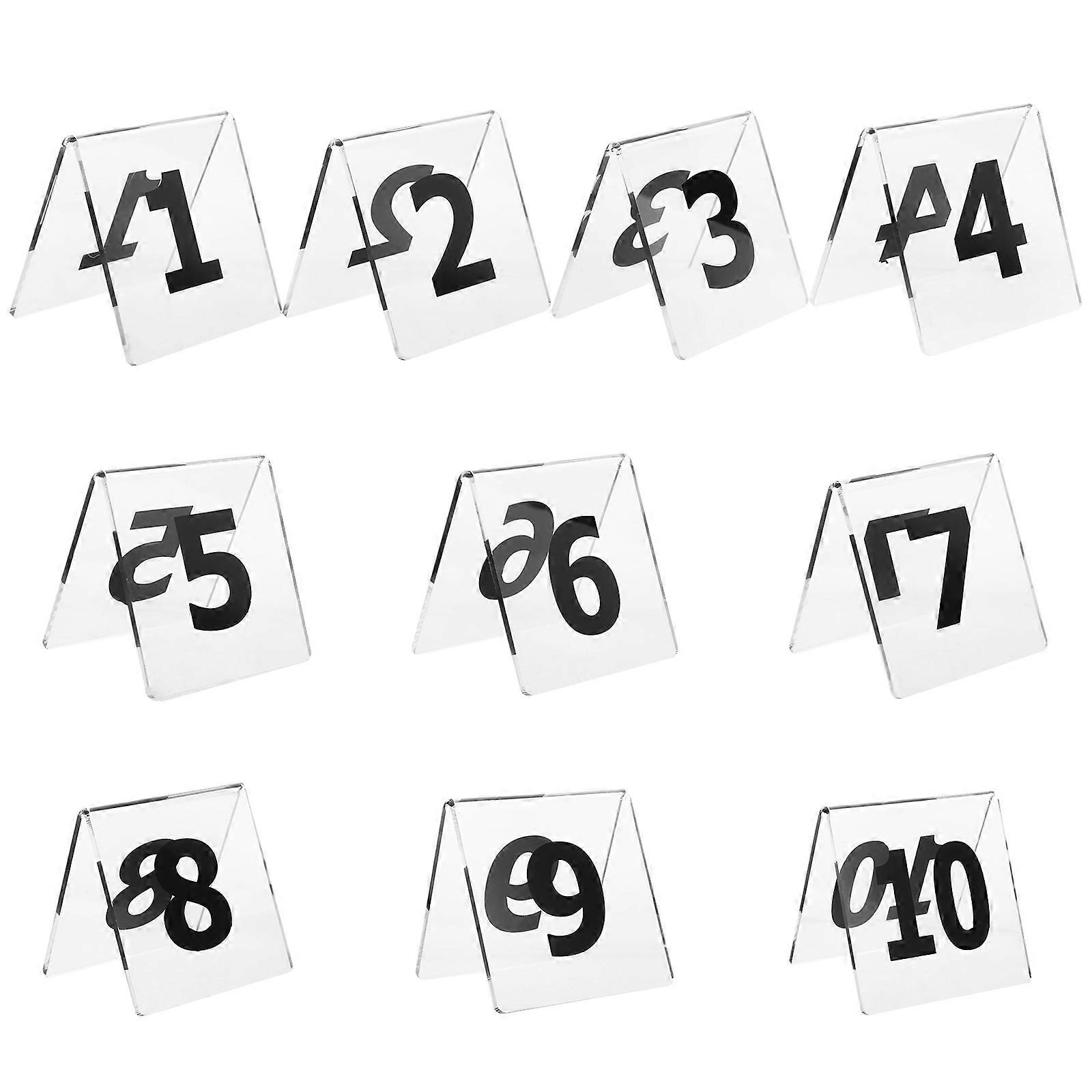 Clear Acrylic Wedding Table Number Signs Double Sided Reusable with Stable Triangle Base 110