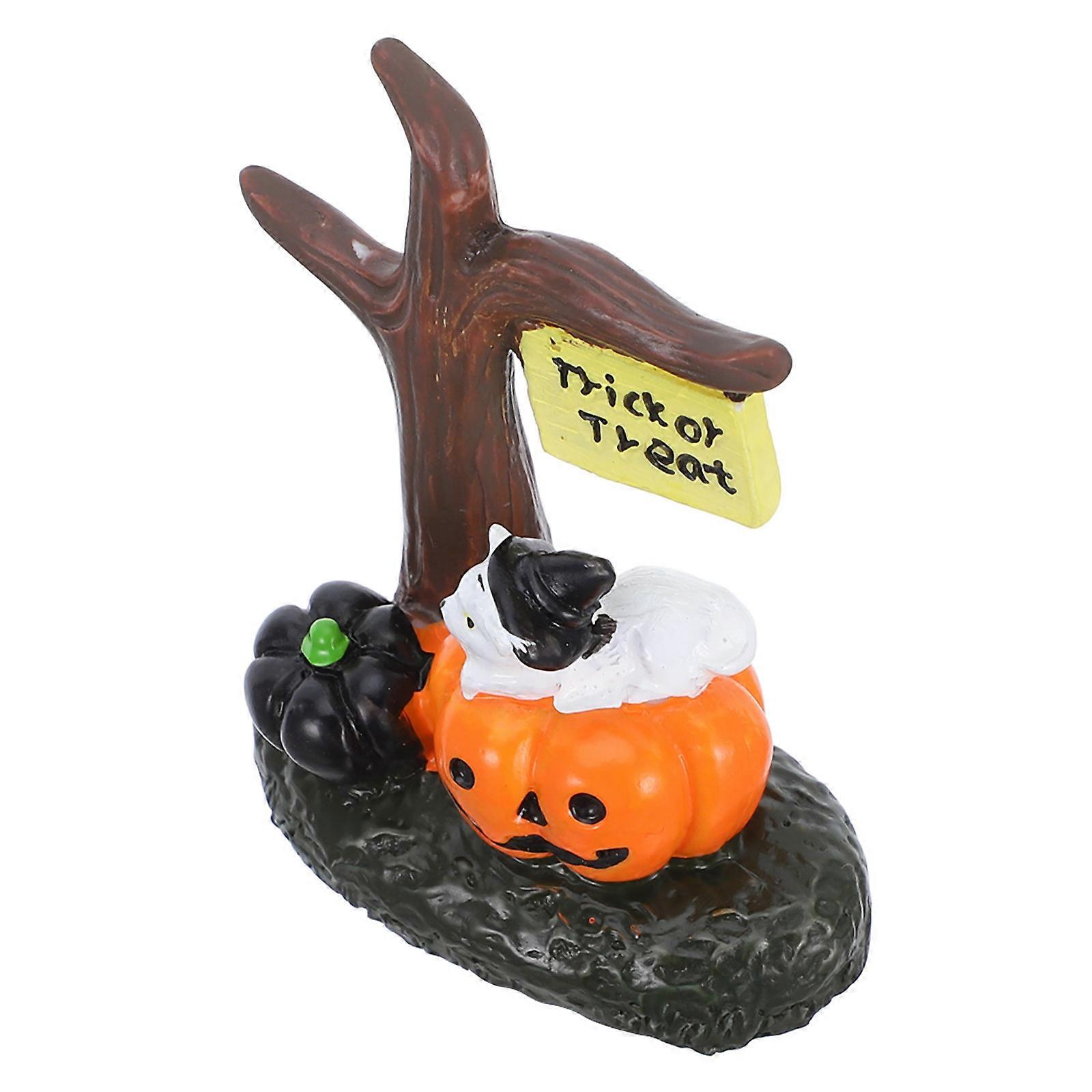 Halloween Miniature Ornaments Resin Craft Home Decoration Square Halloween Style 1Set