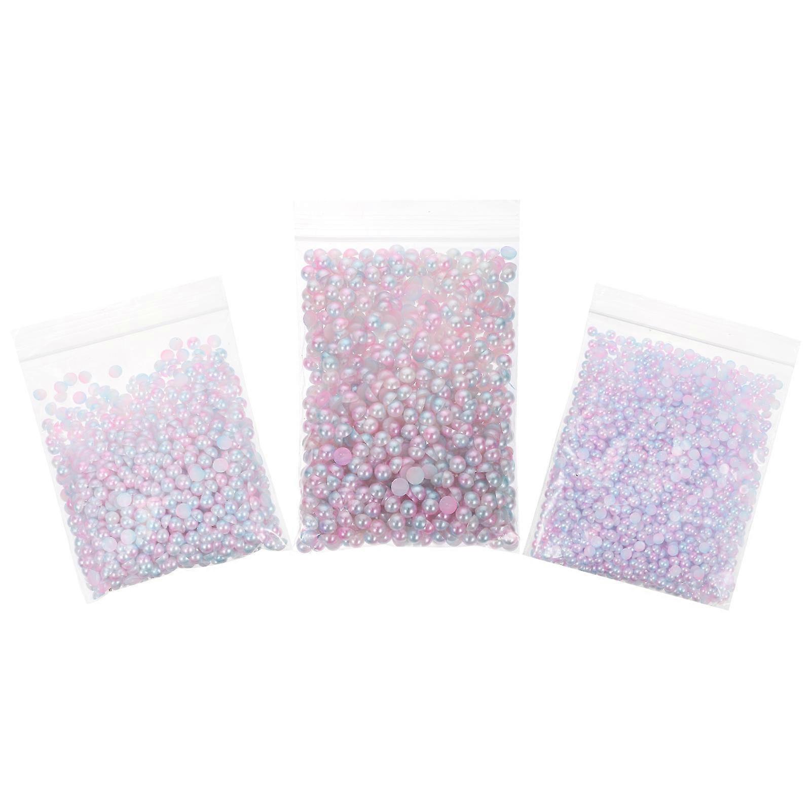 Nail Jewelry 3 Sets ABS Beads For Nail Artists And Beginners 0.5X0.5cm Pink Semicircle Nail Decoration
