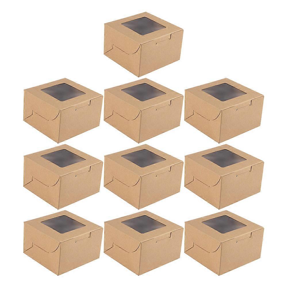 Brown Kraft Paper Cake Dessert Boxes with Window for Food Storage 8 inch