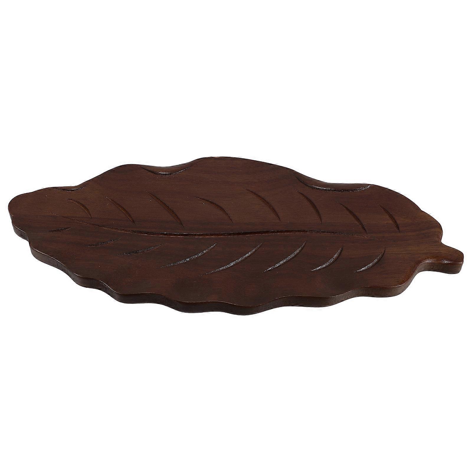 Leaf Shape Wooden Decorative Serving Tray for Table Centerpiece Small Candle Appetizer Charcuterie Board 36.00X16.50X1.40CM 1Pack