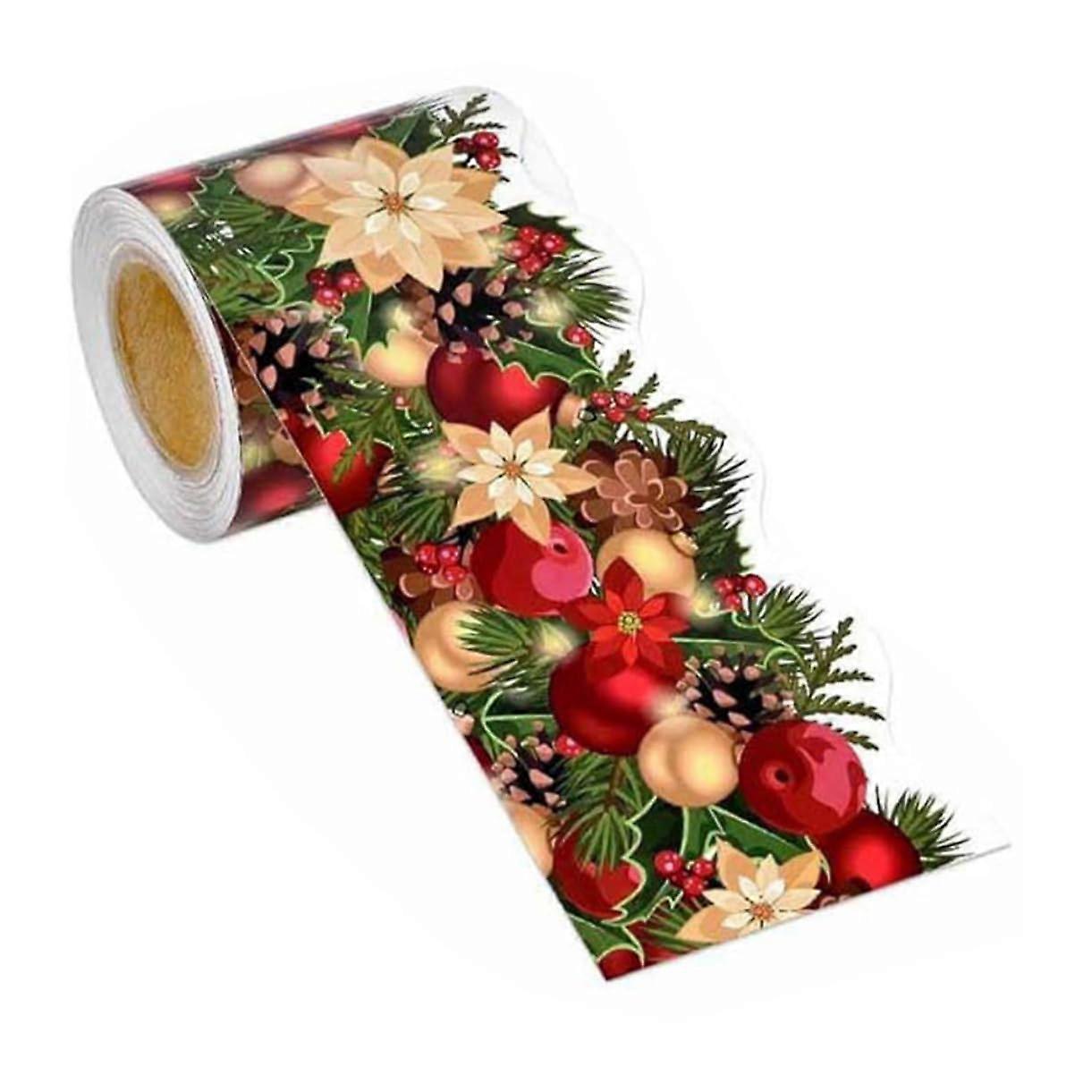 Christmas DIY Border Sticker Roll, Winter-Themed Decorative Paper for Bulletin Boards, Charming Festival Supplies, 1 Roll