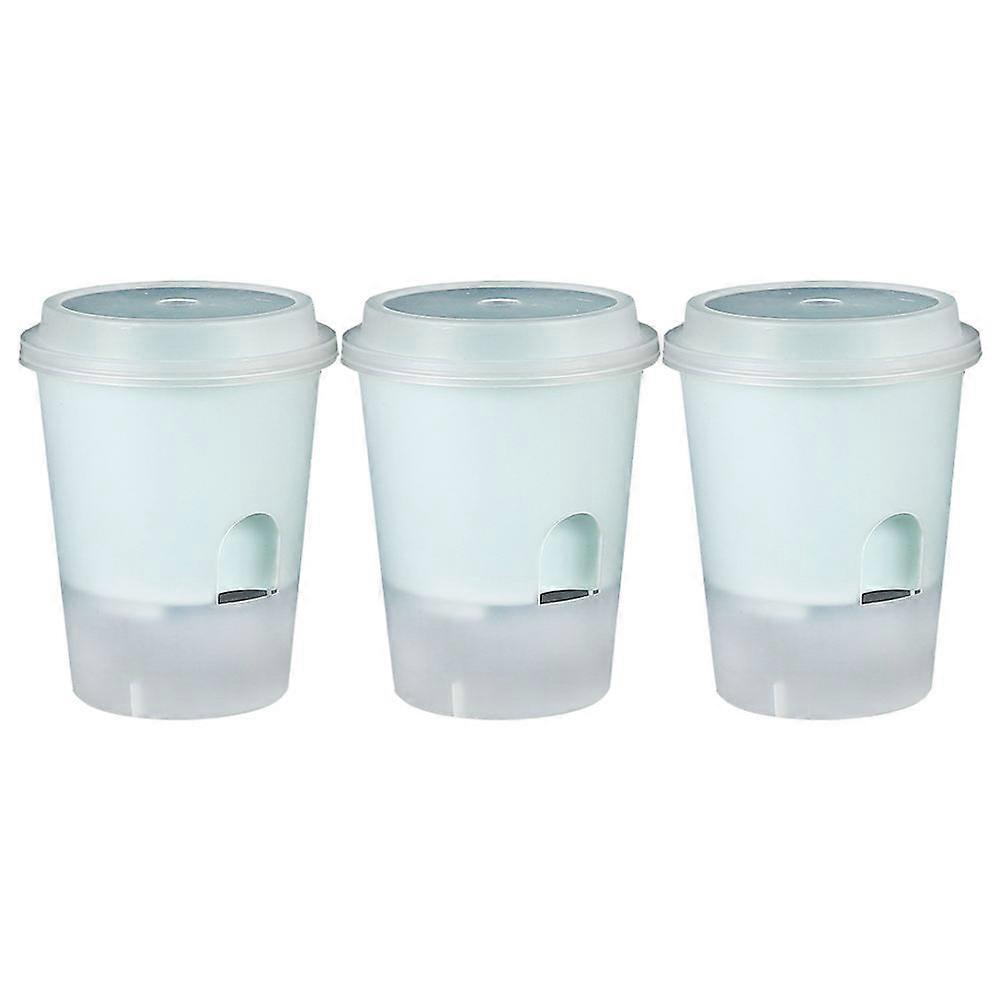 3 Sets Round Automatic Water-Absorbing Double-Layer Flowerpot For Outdoor Gardening 10.2Cm X 7.2Cm X 12Cm Classic Color